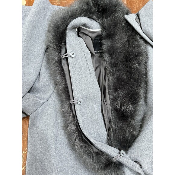 Banana Republic Gray Removable Faux Fur Collar Blazer Sz 4 Office Siren Mob Wife - Picture 11 of 15